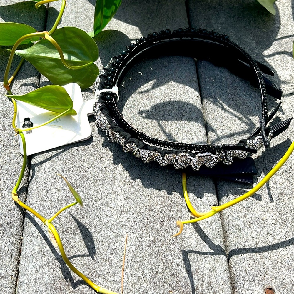 🪩 Set of 3 Black + Sequined Headbands 🪩